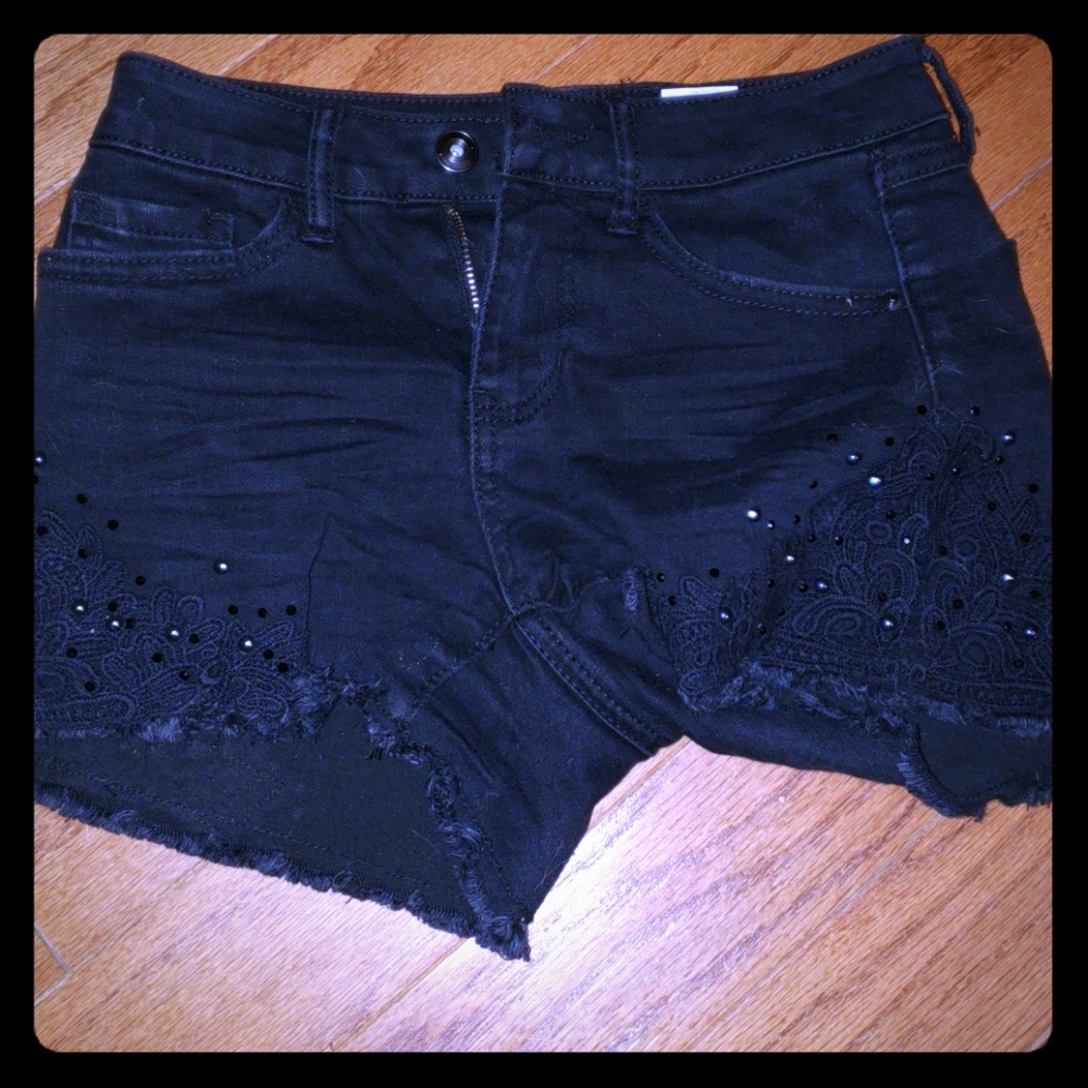 Black jean shorts